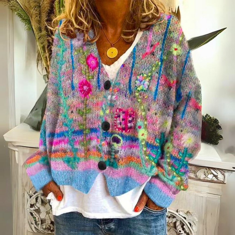 Zachte katoenen sweater met boho print – Livari