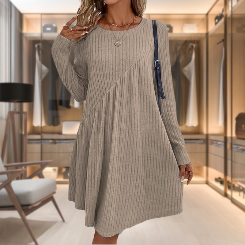 Dames jurk langemouw herfst winter comfortabel stijlvol – Lurevia