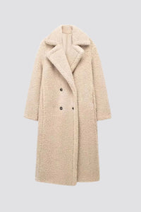 Dames teddy jas lang faux fur warm en stijlvol – Renaya