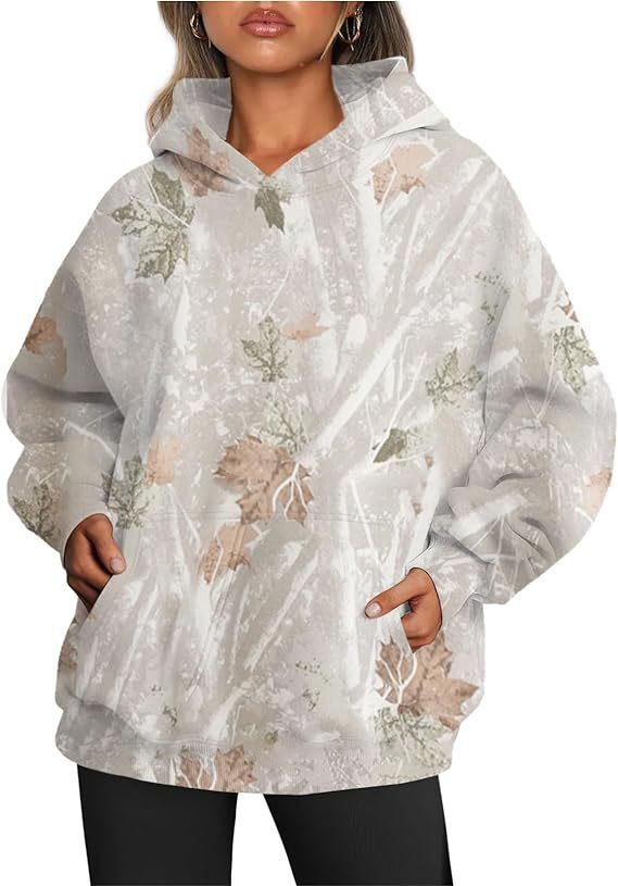 Oversized hoodie met camo print – Camo Urban