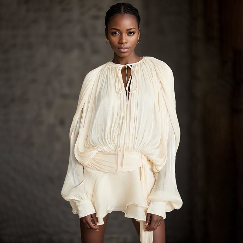 Flowy Jurk met Ballonmouwen en Gedefinieerde Taille - Nora