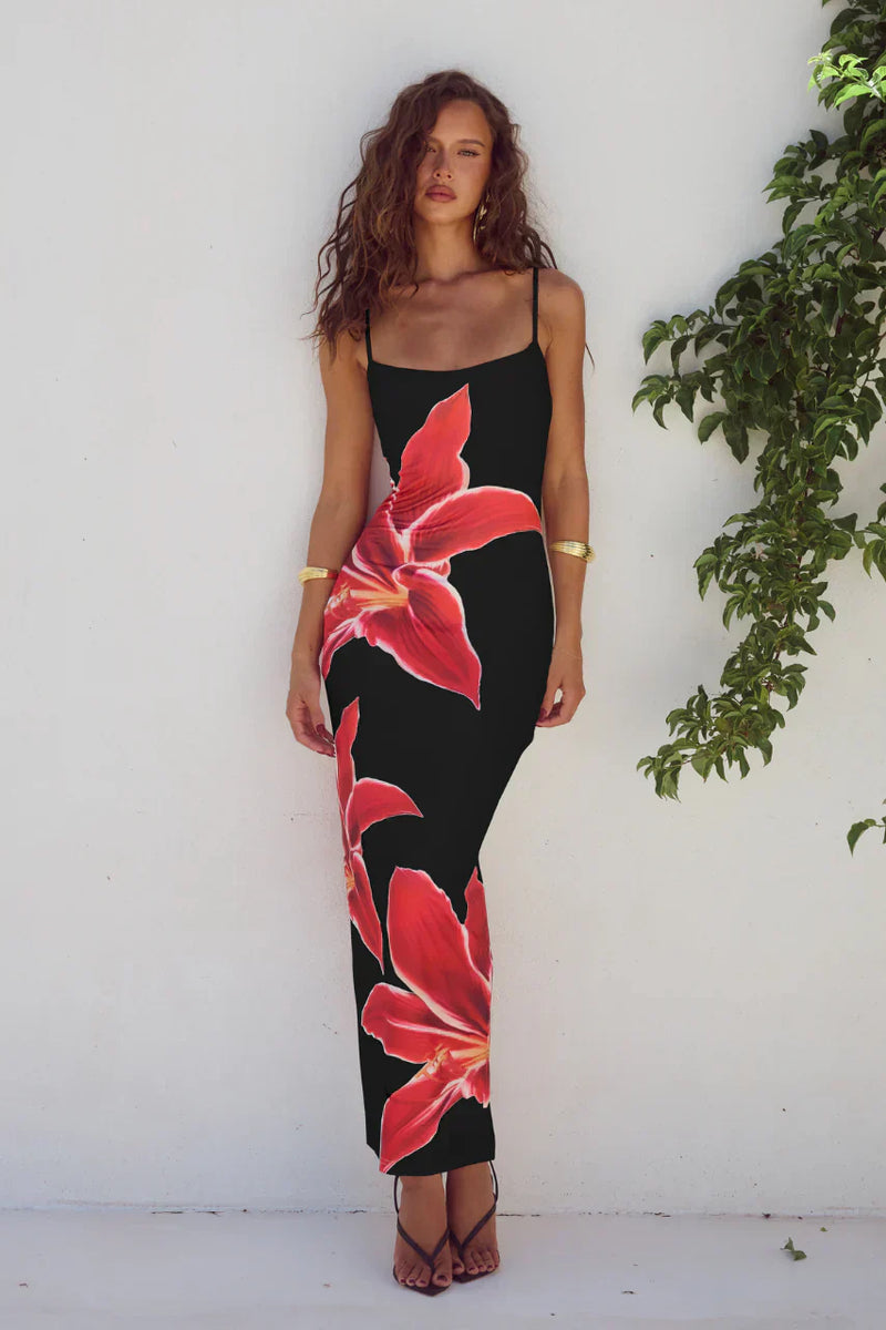 Bloemen zomerjurk voor dames met elegante rugsplit – Liora
