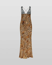 Maxi jurk met luipaardprint en kanten details – Yara