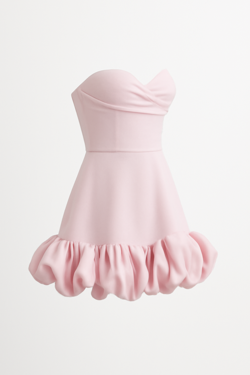 Bustier Mini Jurk met Draperie en Ruches - Mila