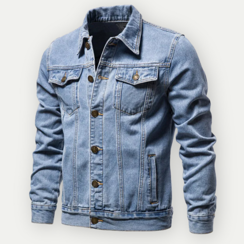 Denim truckerjack met vintage look en comfort – Miles