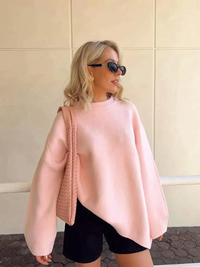 Oversized gebreide trui met ronde hals voor dames – Fleur