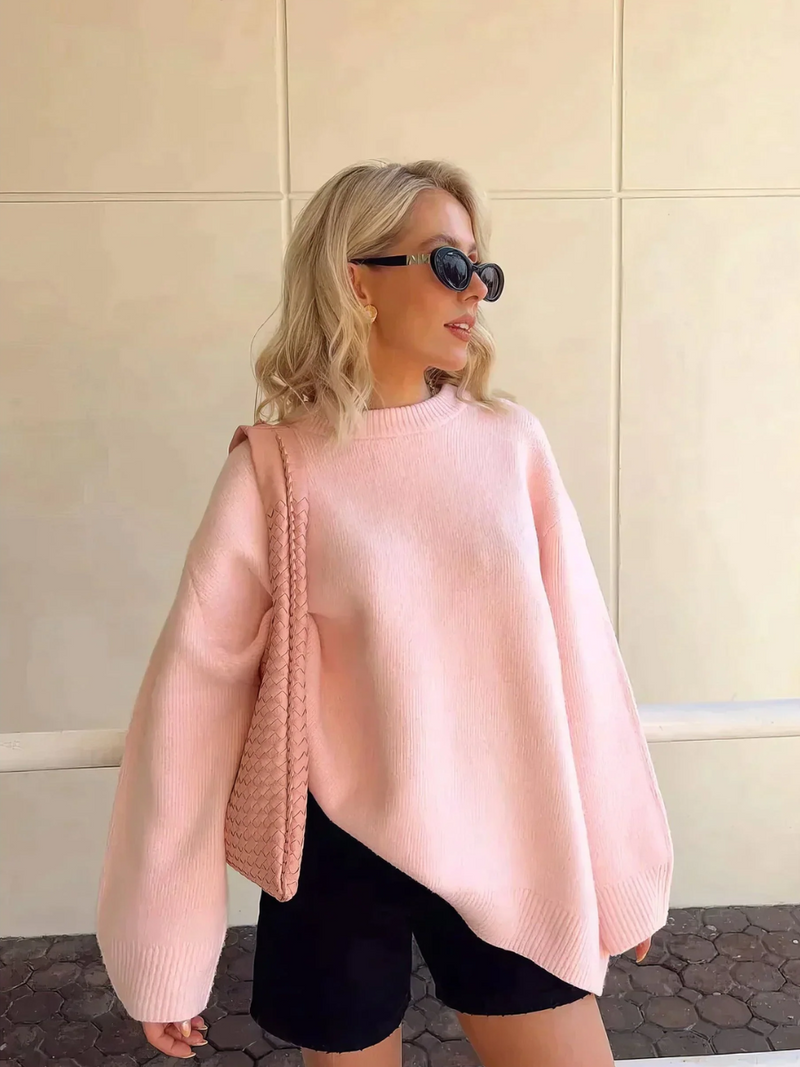 Oversized gebreide trui met ronde hals voor dames – Fleur