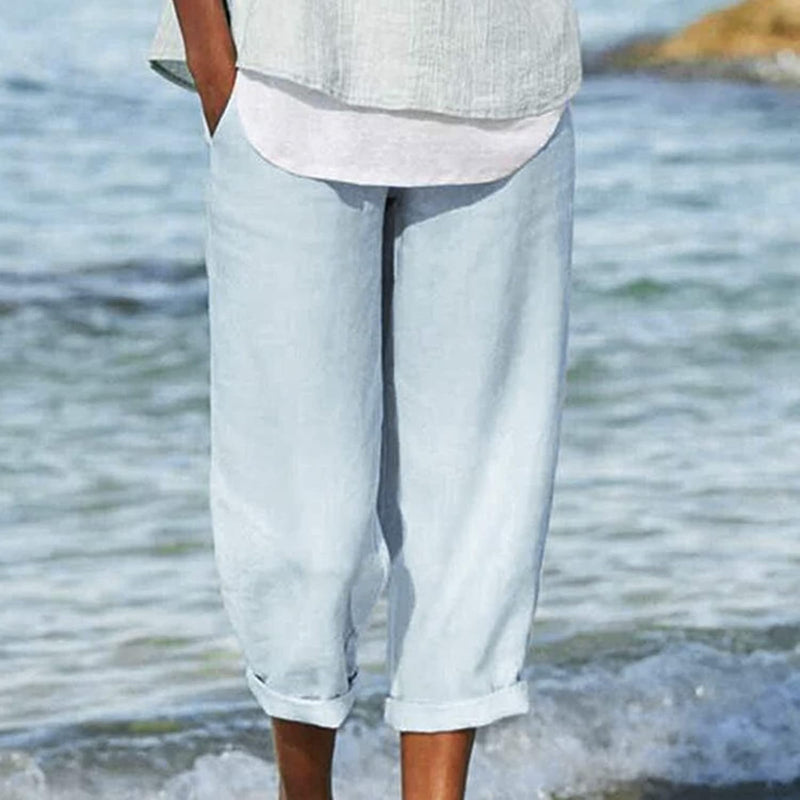 Luchtige cropped damesbroek met relaxte pasvorm – Elin