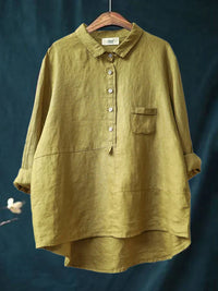 Dames Blouse Casual Losse Pasvorm Mosterdkleur – Alvynna