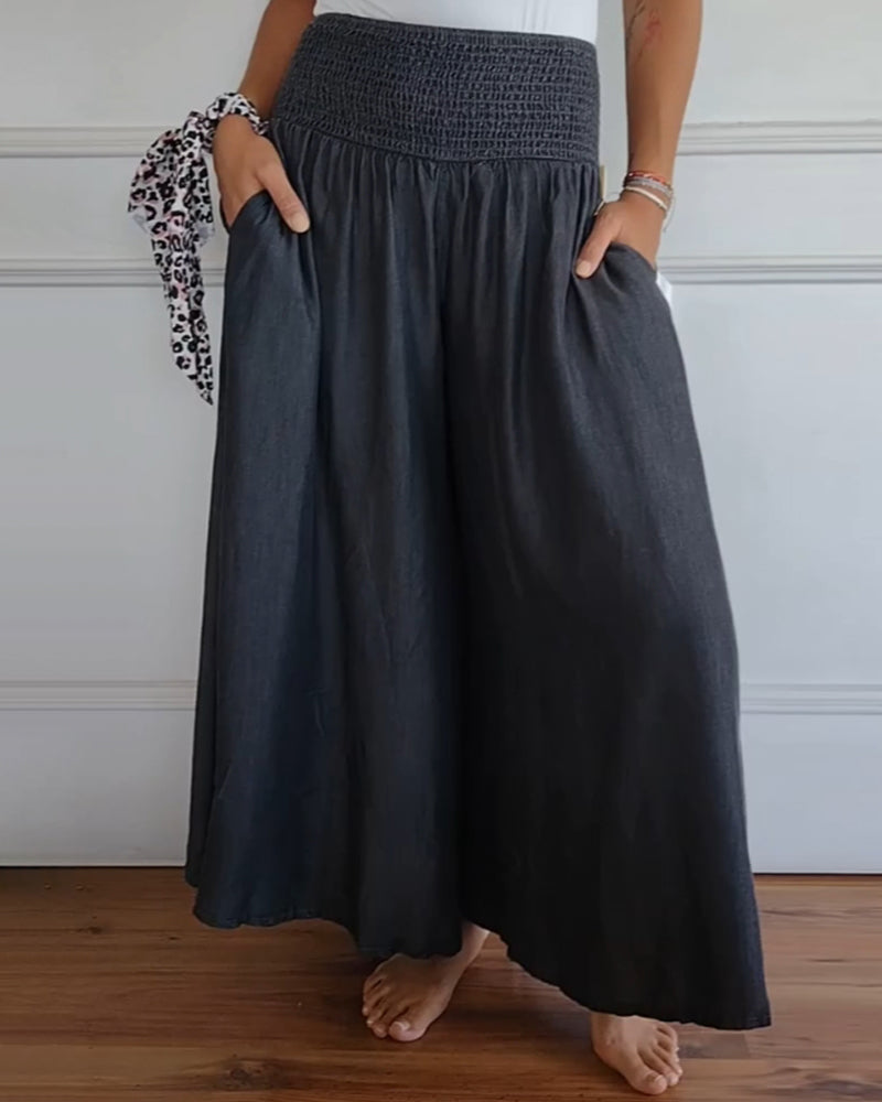 Damesbroek met hoge taille en wijde pijpen – Mirte
