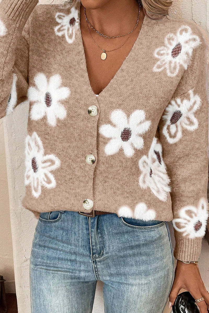 Gebreid Vest met Bloemenpatroon – Sophie