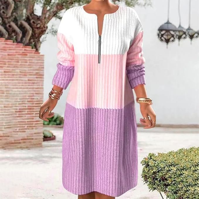 Dames jurk veelzijdig comfortabel ademend katoenmix – Norbelle