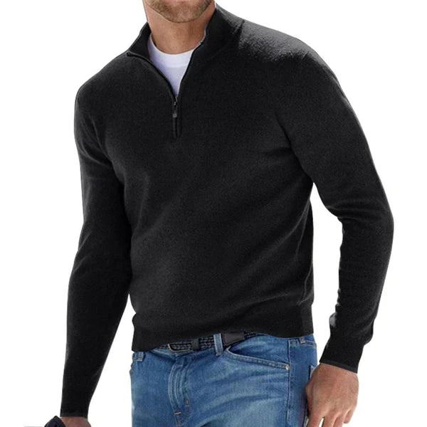 Zwarte half-zip sweater met moderne pasvorm – Veylor