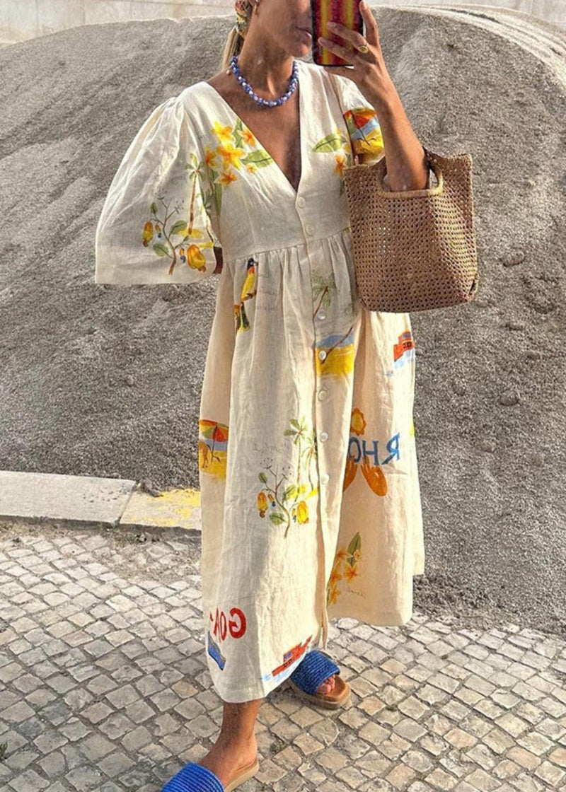 Mediterraanse zomerjurk voor dames met elegante print – Ysolde