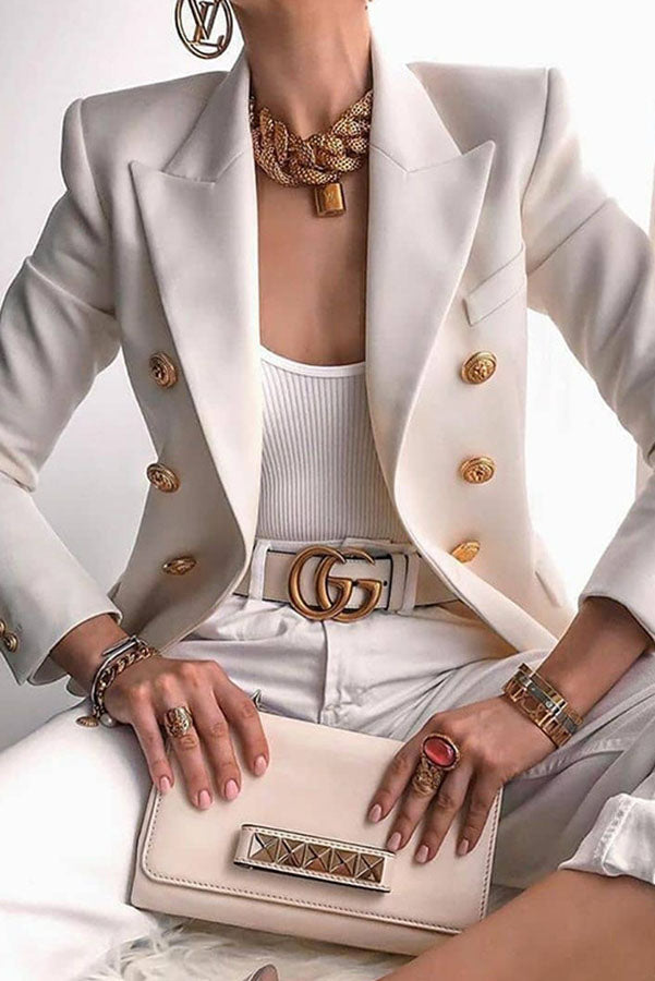 Dubbelrijige Blazer met Gouden Knopen – Wanya