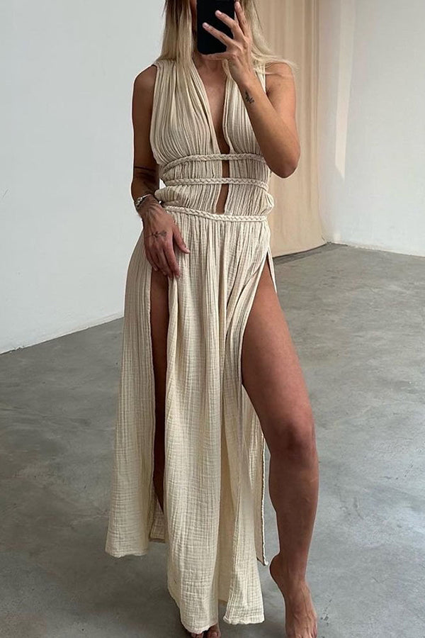 Linnen maxi zomerjurk voor dames met elegant silhouet – Celestina