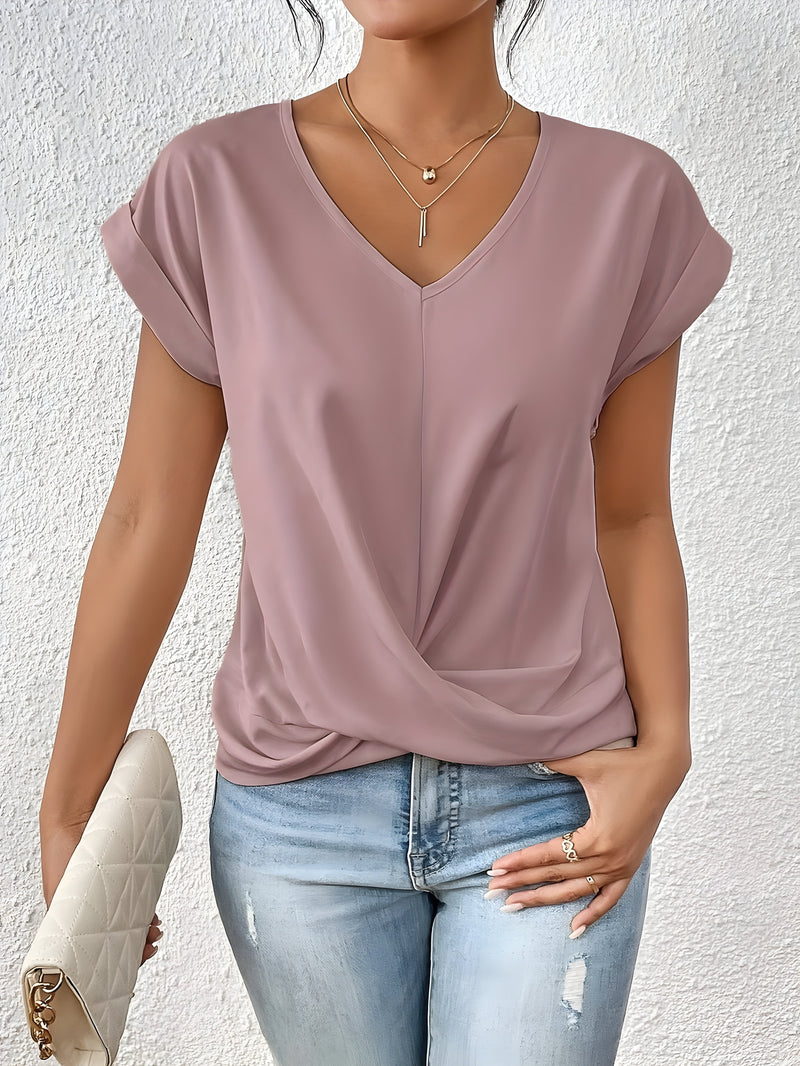 Elegant dames T-shirt met V-hals casual stijl – Noriva