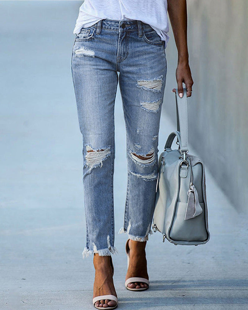 Slim-fit gescheurde jeans voor dames – Lisa