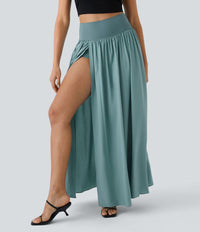 Flowy maxi rok met split en taille – Yara