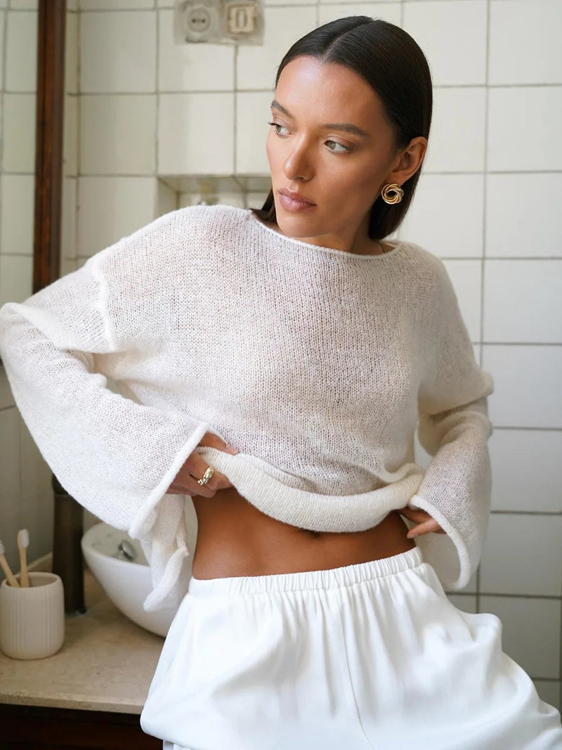Oversized gehaakte trui met holo-effect voor dames – Yara