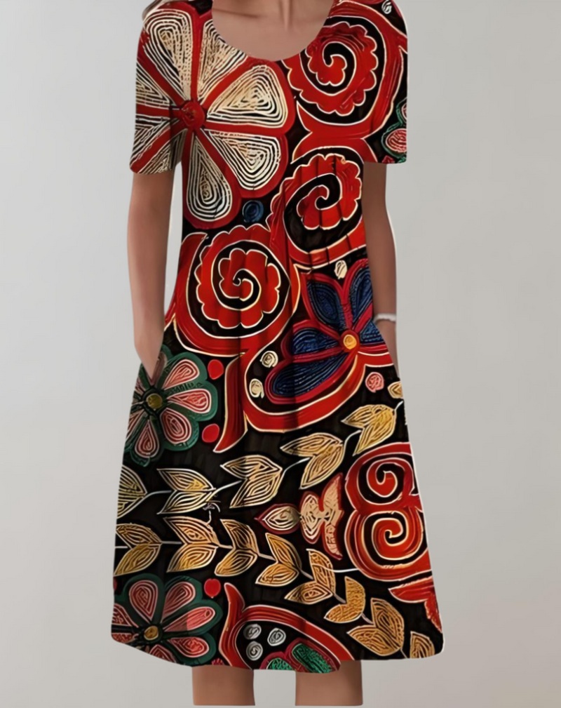 Bloemrijke midi-jurk met geplooid design – Isabelle