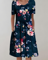 Bloemrijke Midi-Jurk met Elegante Snit – Nina