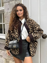 Dames fleece winterjas panterprint warm en trendy – Nayla