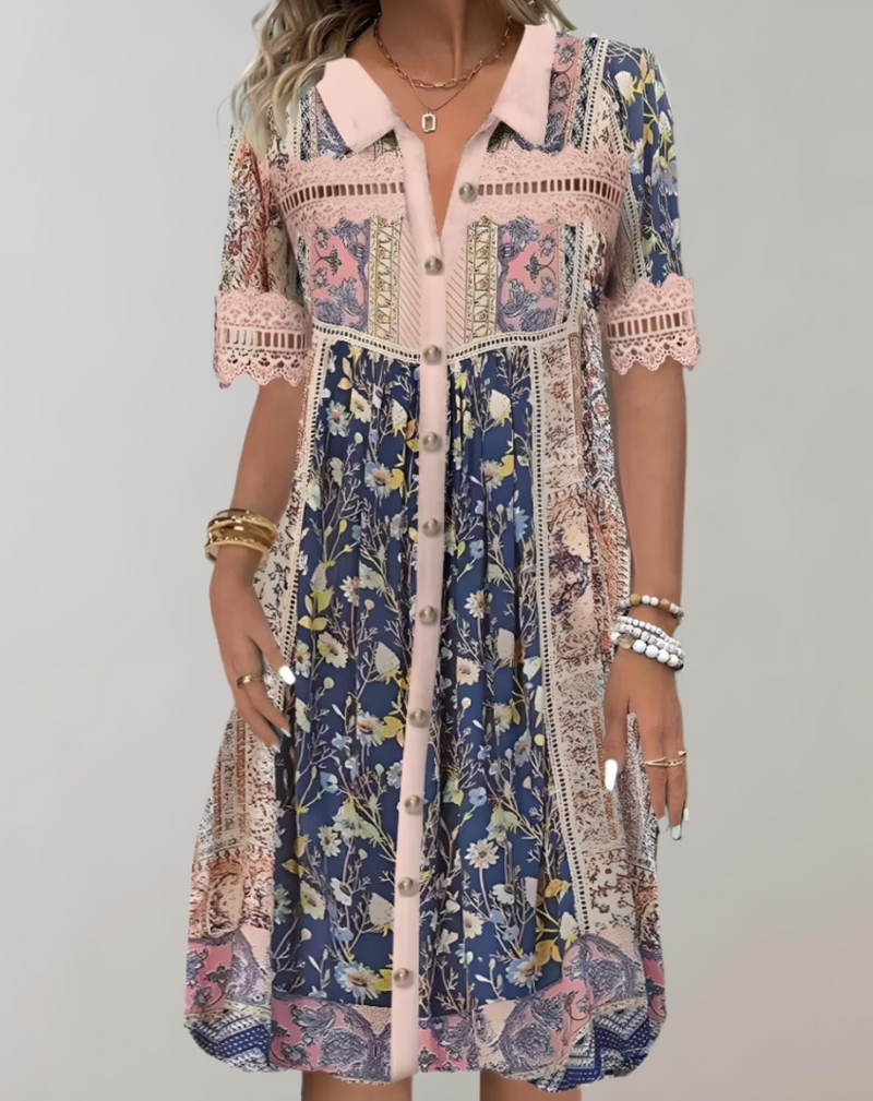 Kantdetail Midi-Jurk met Elegante Pasvorm – Elena
