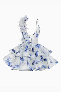 One-shoulder zomerjurk met bloemen en open rug – Alisora