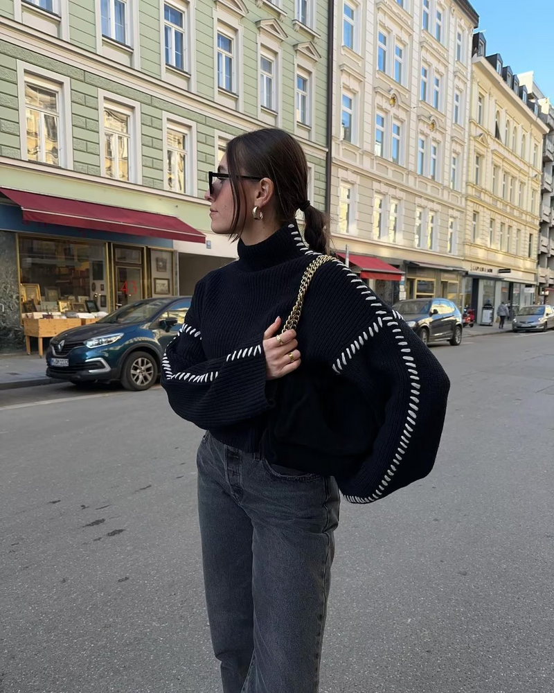 Dames oversized coltrui met strepen en moderne look – Emma