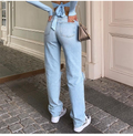 Hoge taille rechte gescheurde jeans voor dames – Mila