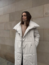 Dames lange winddichte puffer parka met zakken – Nora