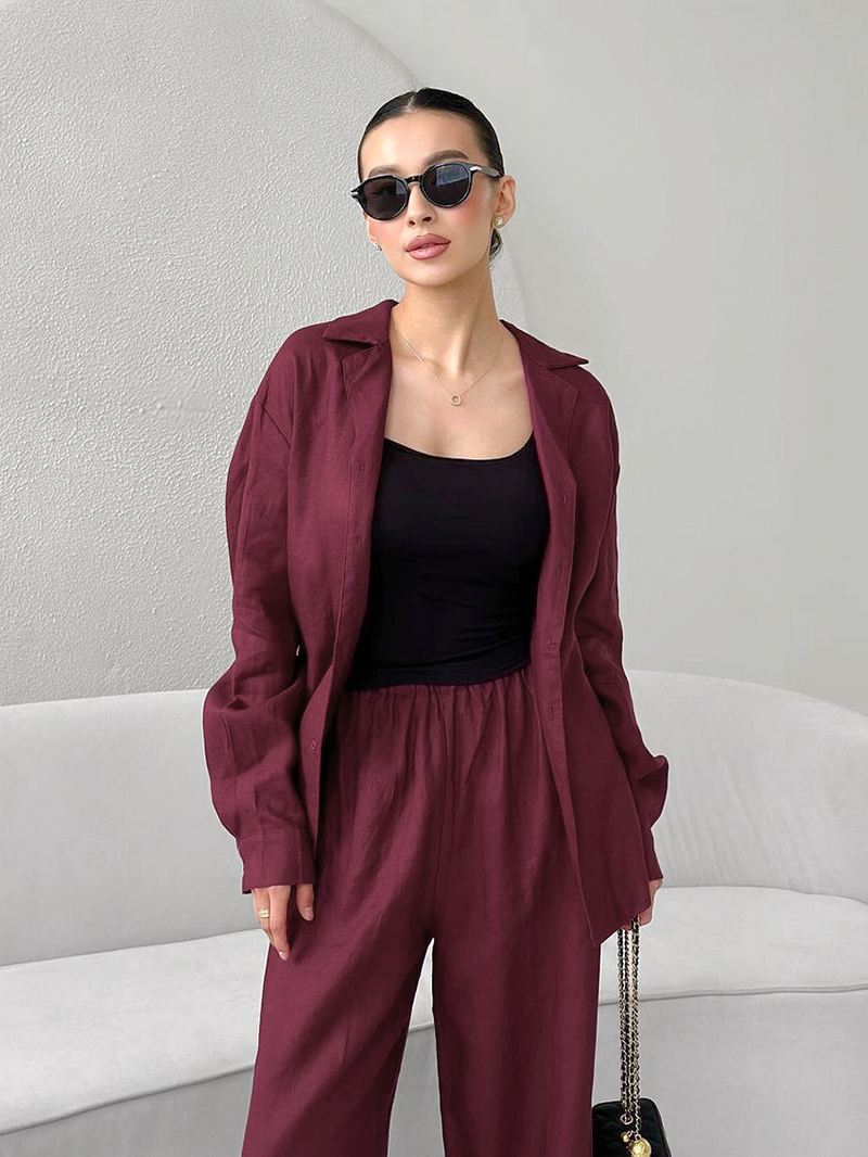 Dames tweedelige set met wijde broek en top – Elise