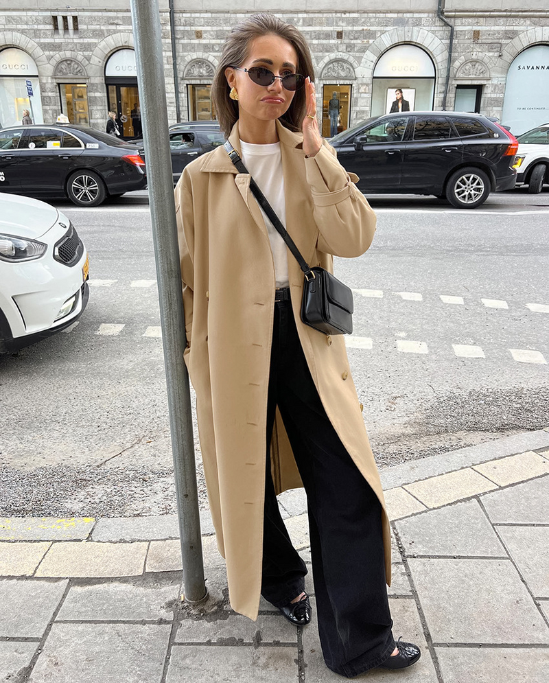 Dames Oversized Suède Trenchcoat Lichtgewicht – Amelia