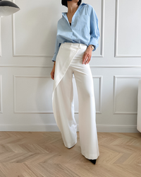 Asymmetrische hoge taille broek met wijde pijpen – Olivia