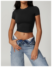 Dames Casual Cropped T-Shirt Korte Mouw – Olivia