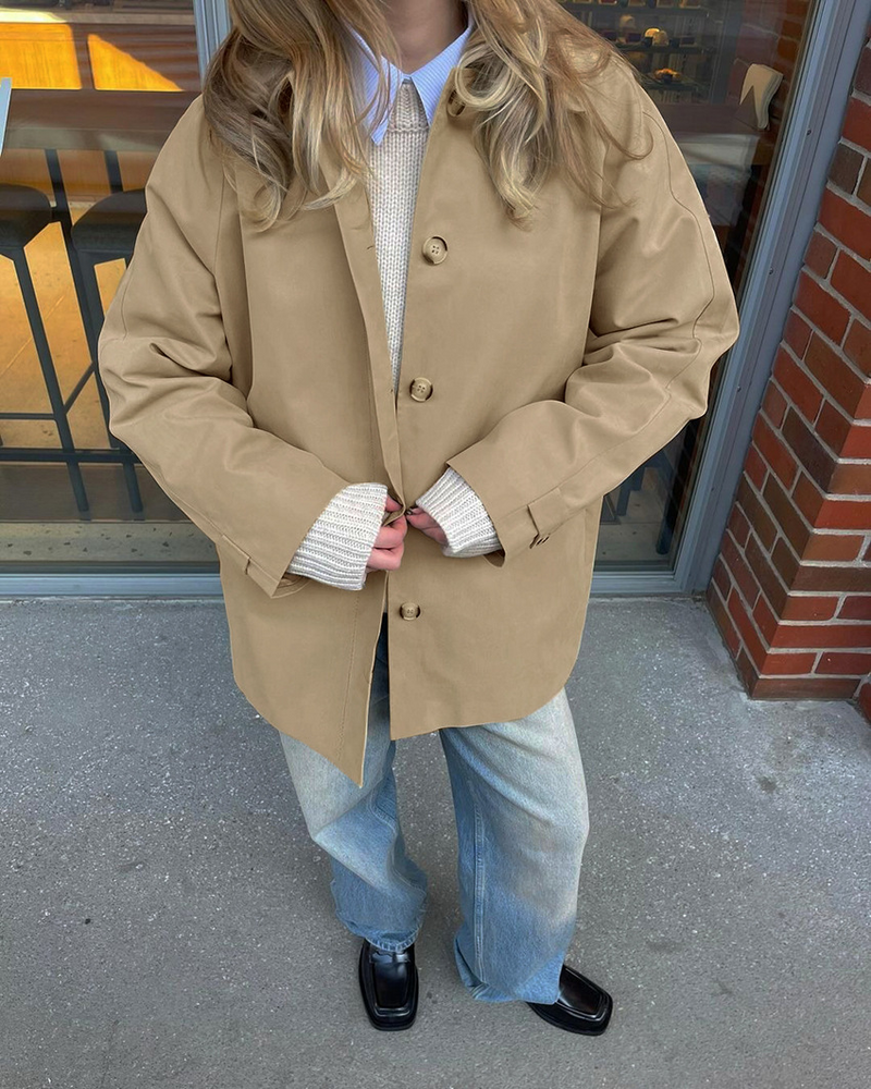 Khaki Korte Trenchcoat Windjack voor Dames