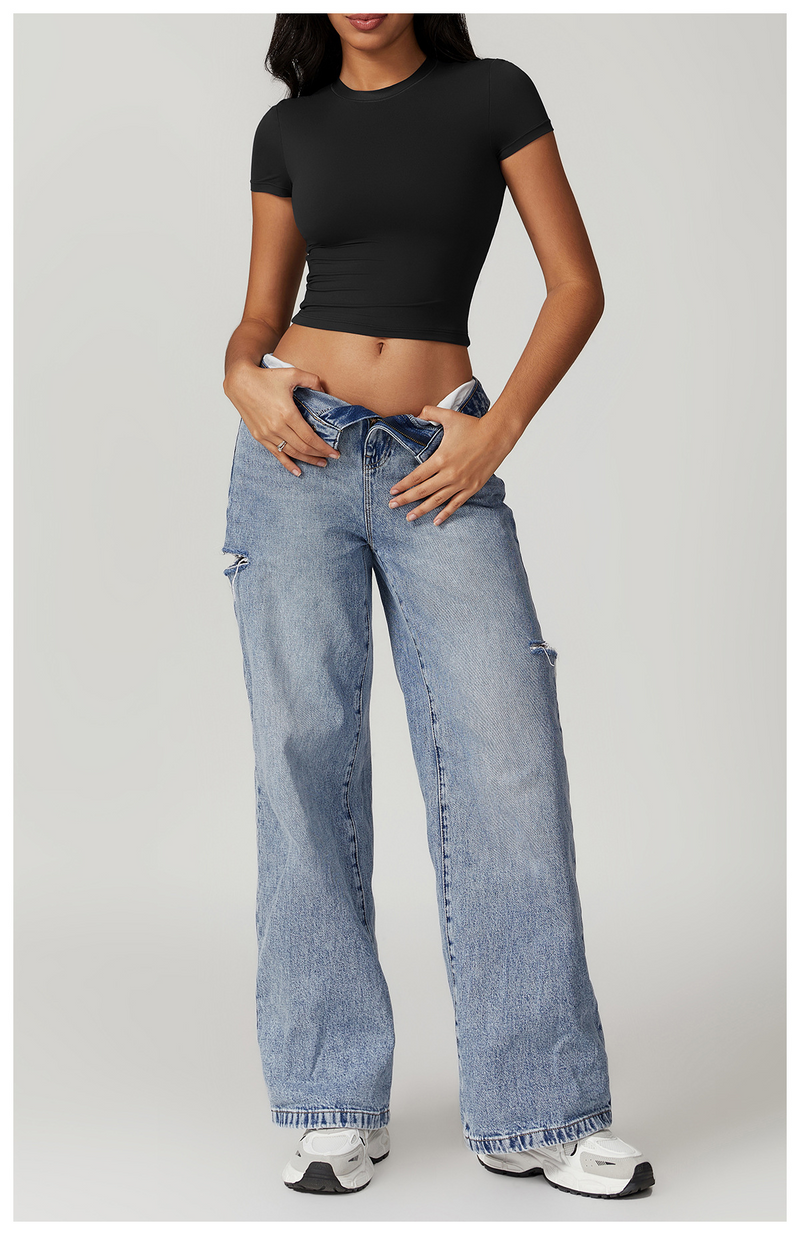 Dames Casual Cropped T-Shirt Korte Mouw – Olivia