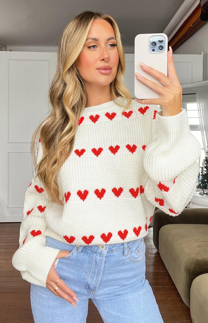 Dames gebreide sweater met hartdesign – Lily