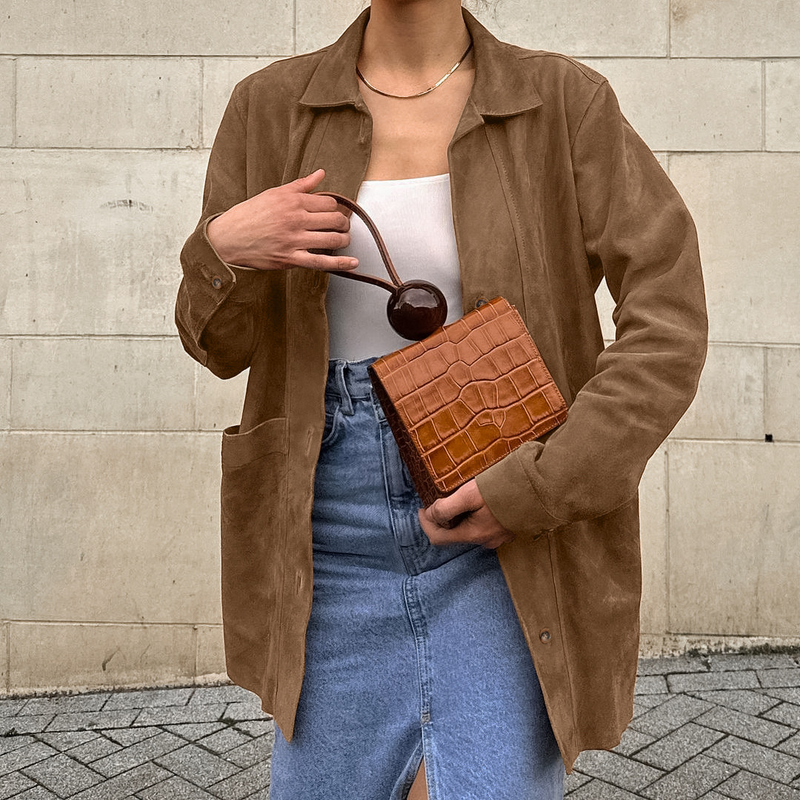 Casual bruine suede jas voor dames – Sophie
