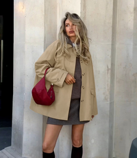 Khaki Korte Trenchcoat Windjack voor Dames