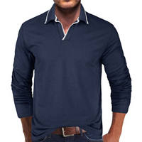 Heren Asymmetrisch V-Hals Polo met Lange Mouwen - Sven