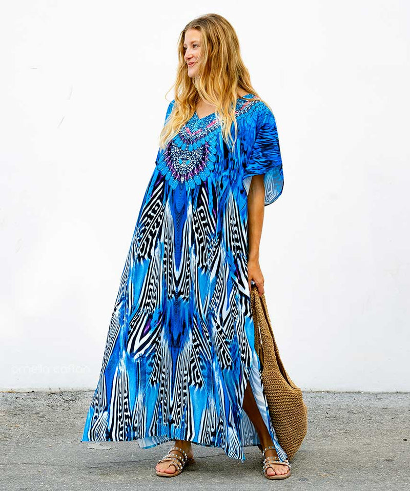 Zwarte dames kaftan met minimalistische uitstraling – Noor