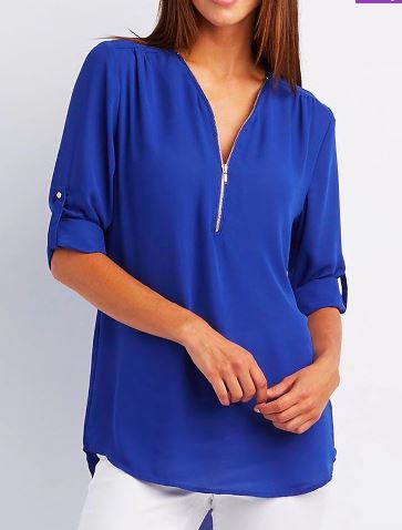 Blouse met ritsdetail voor dames – Evelien