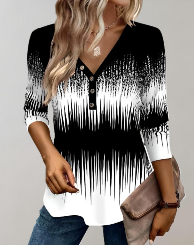 Elegante dames top met V-hals en lange mouwen – Sophie