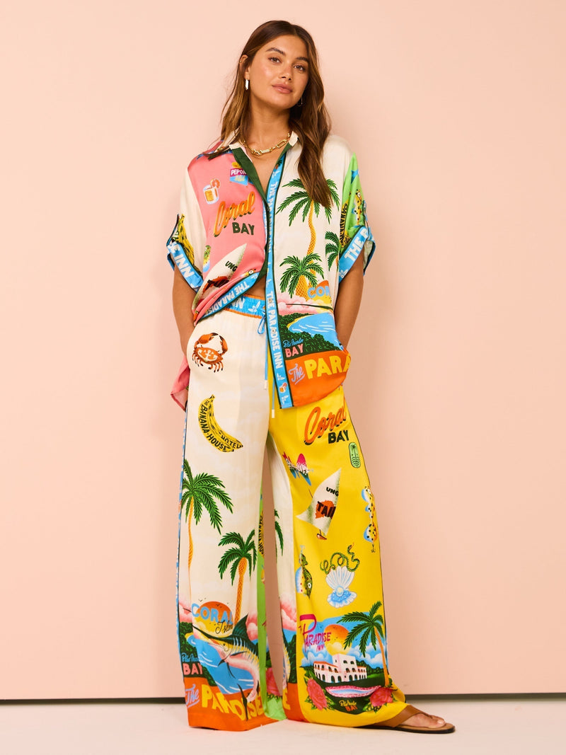 Tropische dames set met palmprint en zomerstijl – Alora
