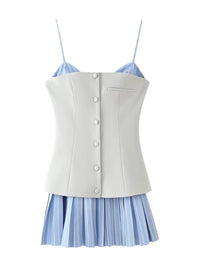 Geplooide mini jurk met V-hals en knopen – Colette