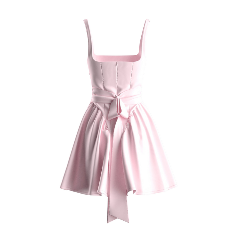 Mini Jurk met Roze Strik – Emi