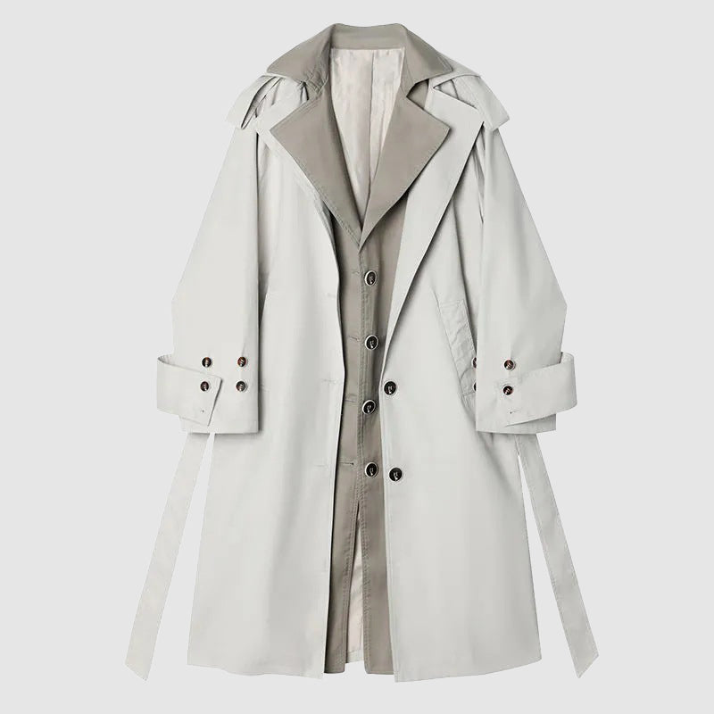 Lange windbreaker met contrasterende kraag voor dames – Sofie