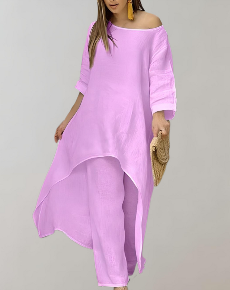 Stijlvolle Asymmetrische Tuniekjurk en Broek Set – Emma